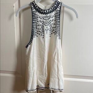 Ecote Black and White Embroidered Tank Top